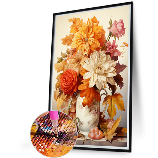Orange And White Bouquet - Full Round Drill Diamond Painting 40*60CM