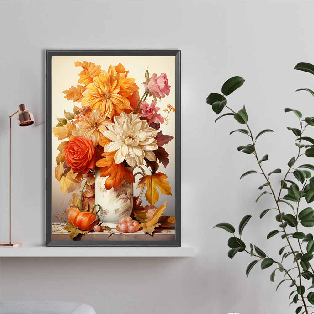 Orange And White Bouquet - Full Round Drill Diamond Painting 40*60CM