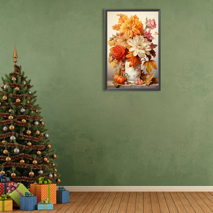 Orange And White Bouquet - Full Round Drill Diamond Painting 40*60CM