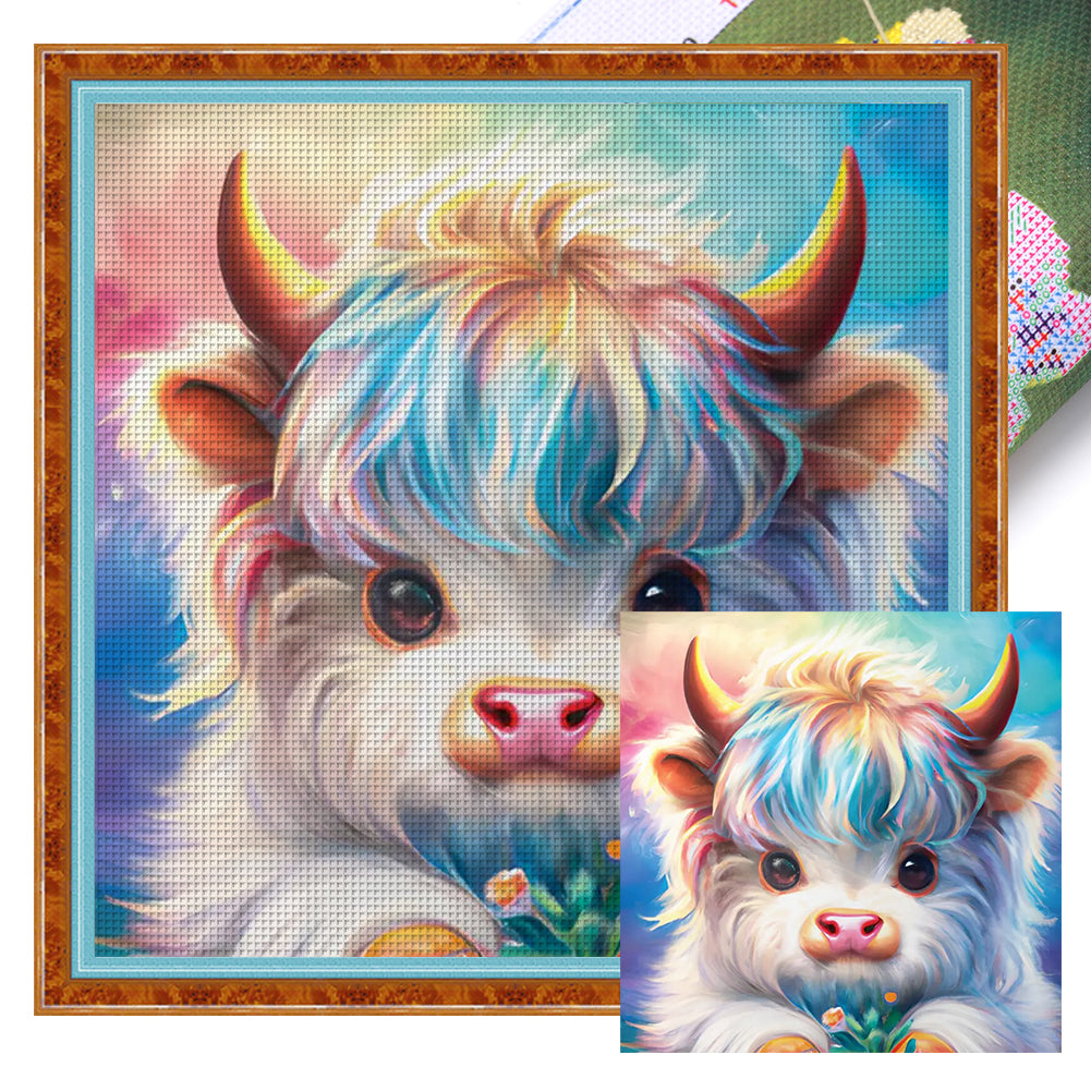 Cartoon Cow - 11CT Stamped Cross Stitch 40*40CM