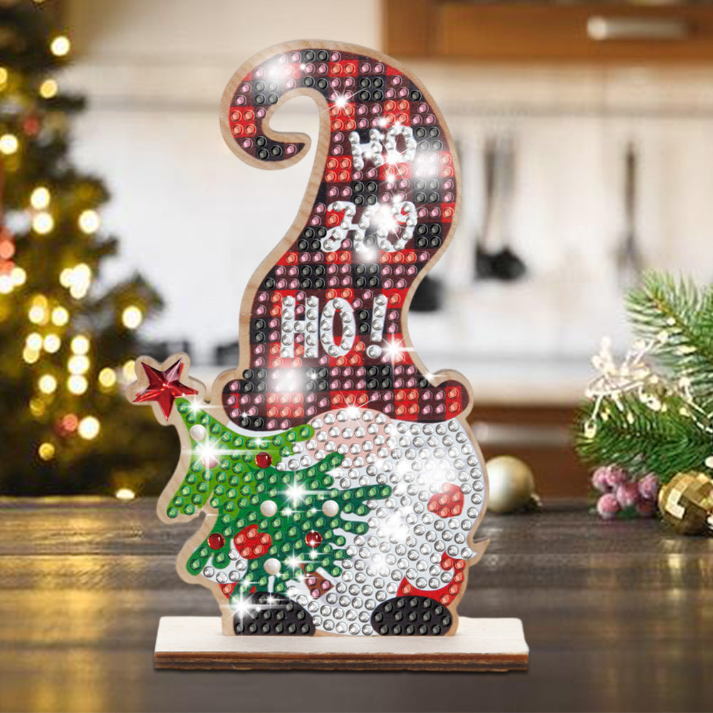 Christmas Wooden Diamond Art Tabletop Decorations for Office Decor (Xmas Dwarf)