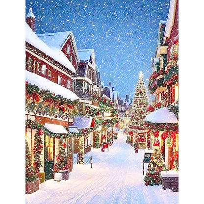 Christmas Snow Scene - Full Round Drill Diamond Painting 30*40CM