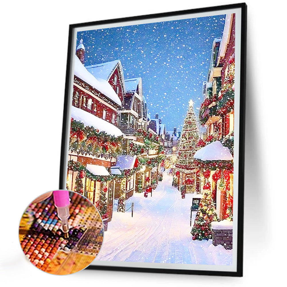 Christmas Snow Scene - Full Round Drill Diamond Painting 30*40CM