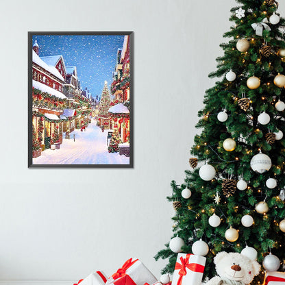 Christmas Snow Scene - Full Round Drill Diamond Painting 30*40CM