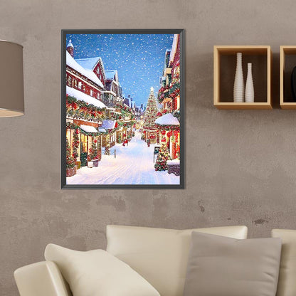 Christmas Snow Scene - Full Round Drill Diamond Painting 30*40CM