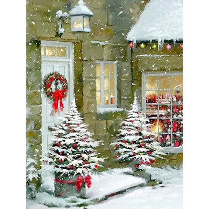 Christmas Snow Scene - Full Round Drill Diamond Painting 30*40CM