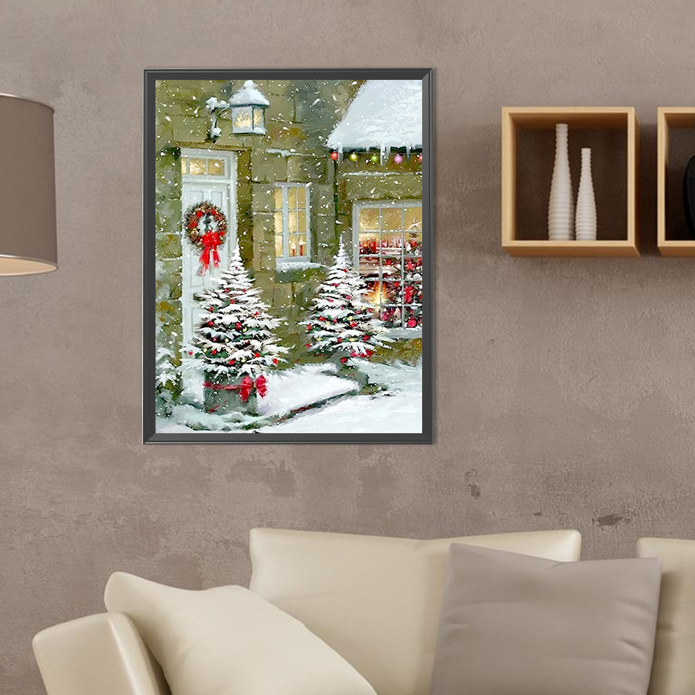 Christmas Snow Scene - Full Round Drill Diamond Painting 30*40CM