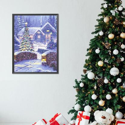 Christmas Snow Scene - Full Round Drill Diamond Painting 30*40CM