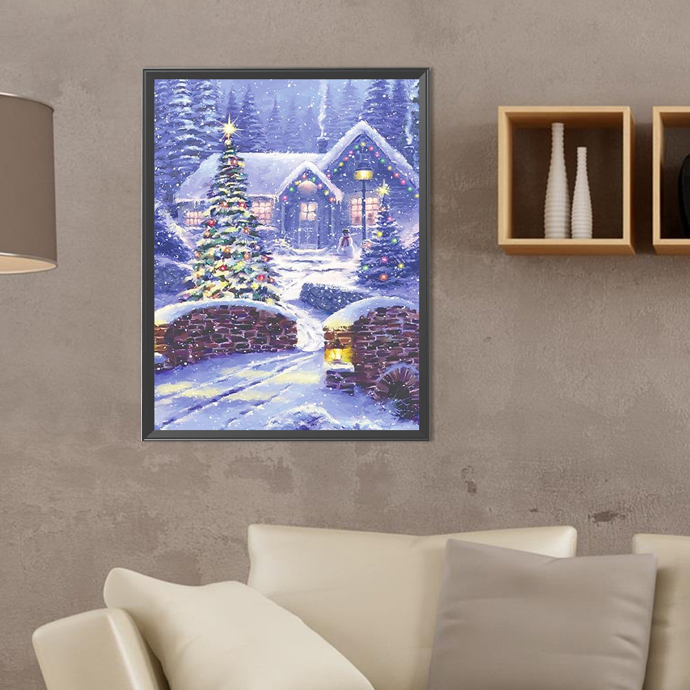 Christmas Snow Scene - Full Round Drill Diamond Painting 30*40CM