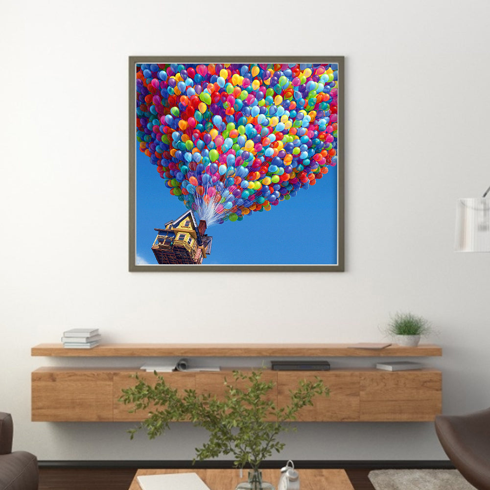 Balloon House - 11CT Stamped Cross Stitch 40*40CM