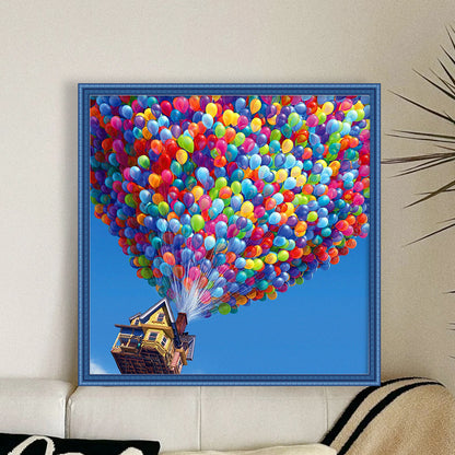 Balloon House - 11CT Stamped Cross Stitch 40*40CM