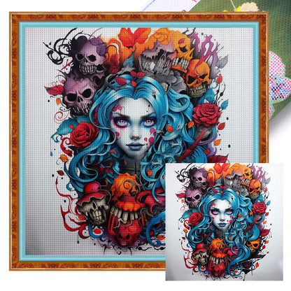 Skeleton Woman - 11CT Stamped Cross Stitch 50*50CM