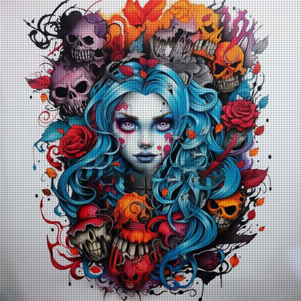 Skeleton Woman - 11CT Stamped Cross Stitch 50*50CM