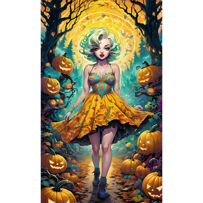 Pumpkin Forest Girl - 11CT Stamped Cross Stitch 50*87CM