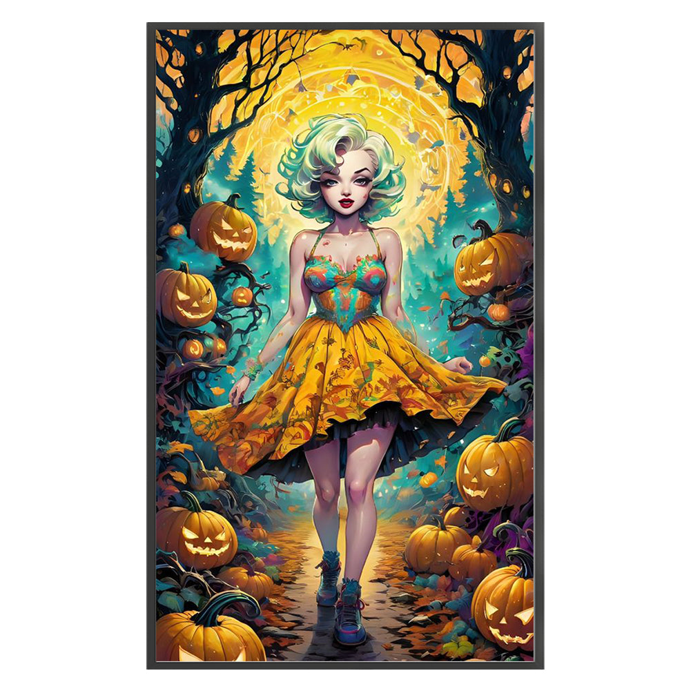 Pumpkin Forest Girl - 11CT Stamped Cross Stitch 50*87CM