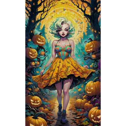Pumpkin Forest Girl - 11CT Stamped Cross Stitch 50*87CM