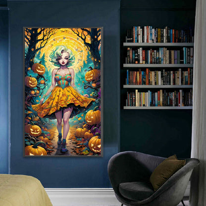 Pumpkin Forest Girl - 11CT Stamped Cross Stitch 50*87CM