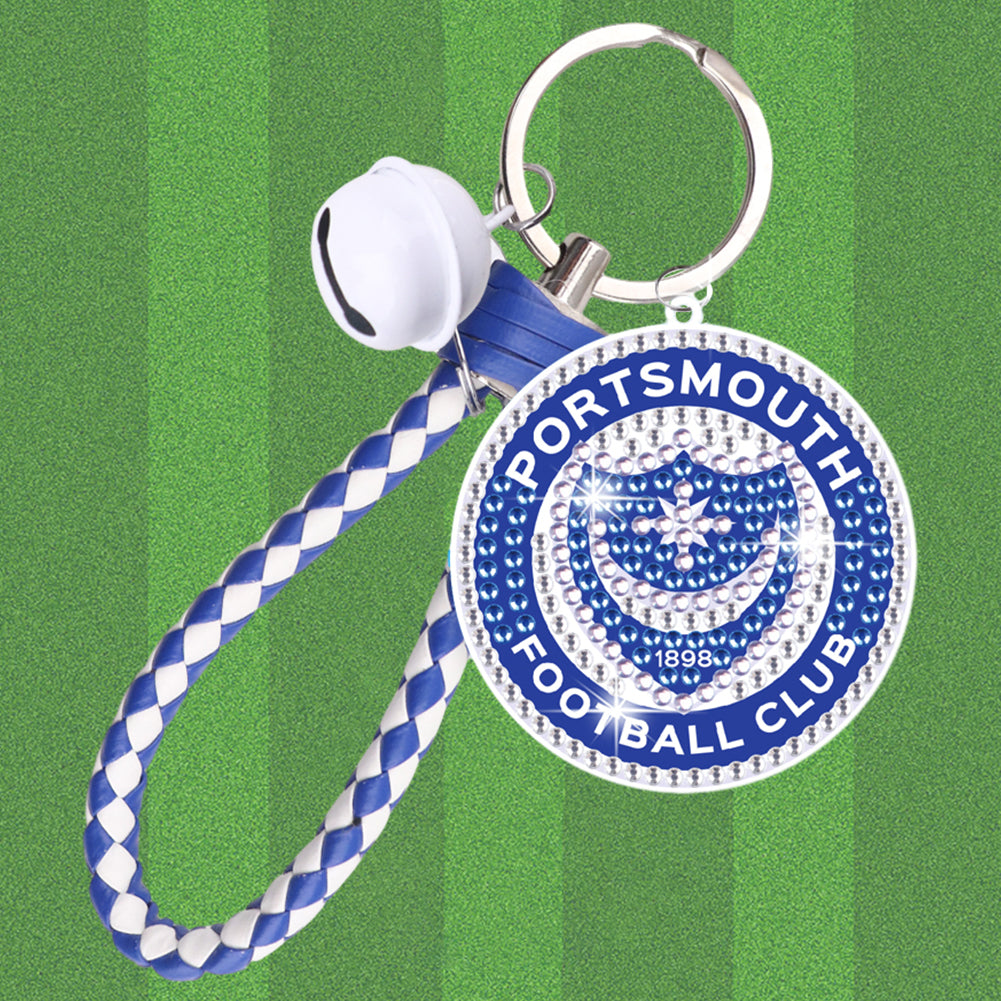 Double Sided Rhinestone Painting Keychain Pendant for Kid Adult(Portsmouth F.C.)