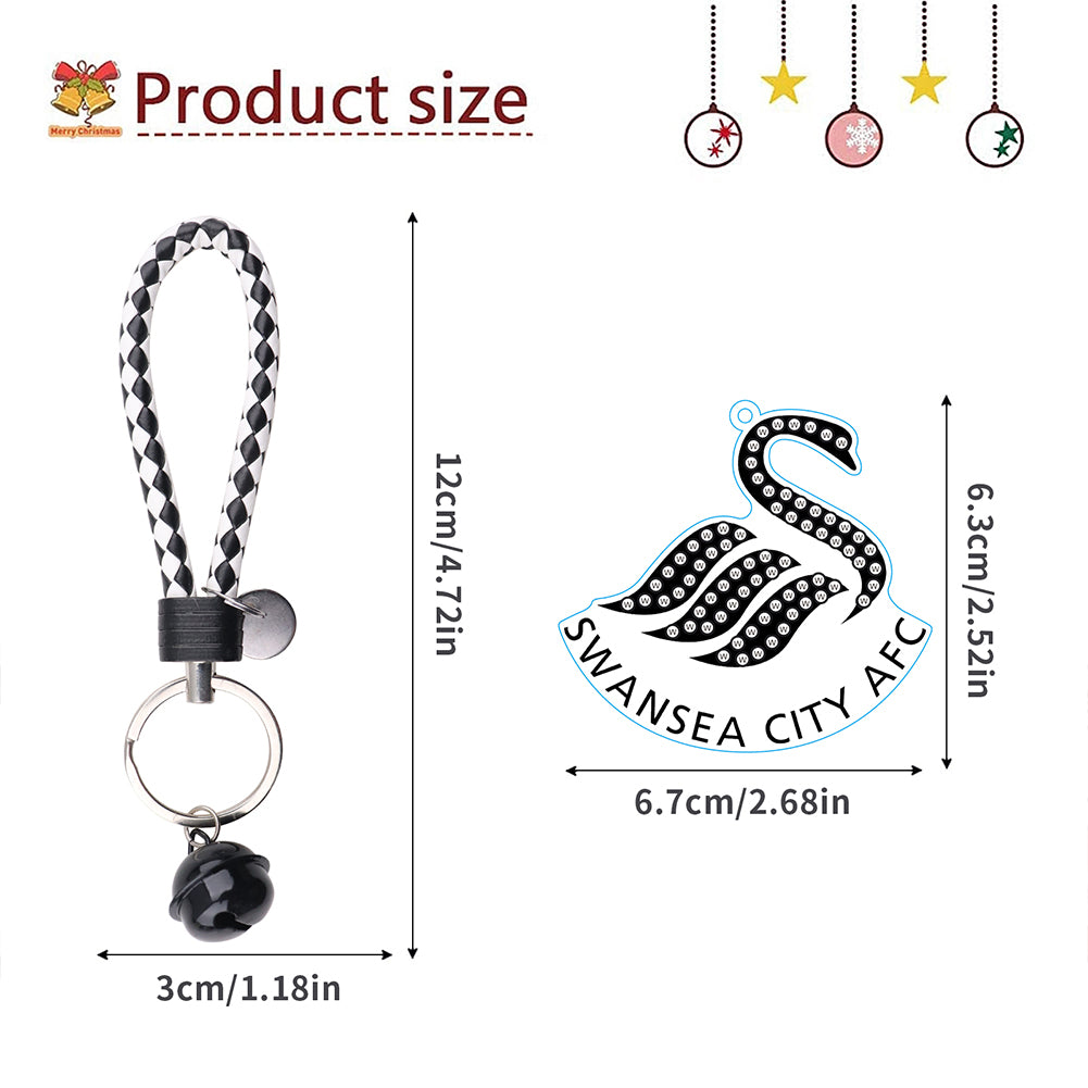 Double Sided Rhinestone Painting Keychain Pendant for Kid Adult(Swansea City FC)