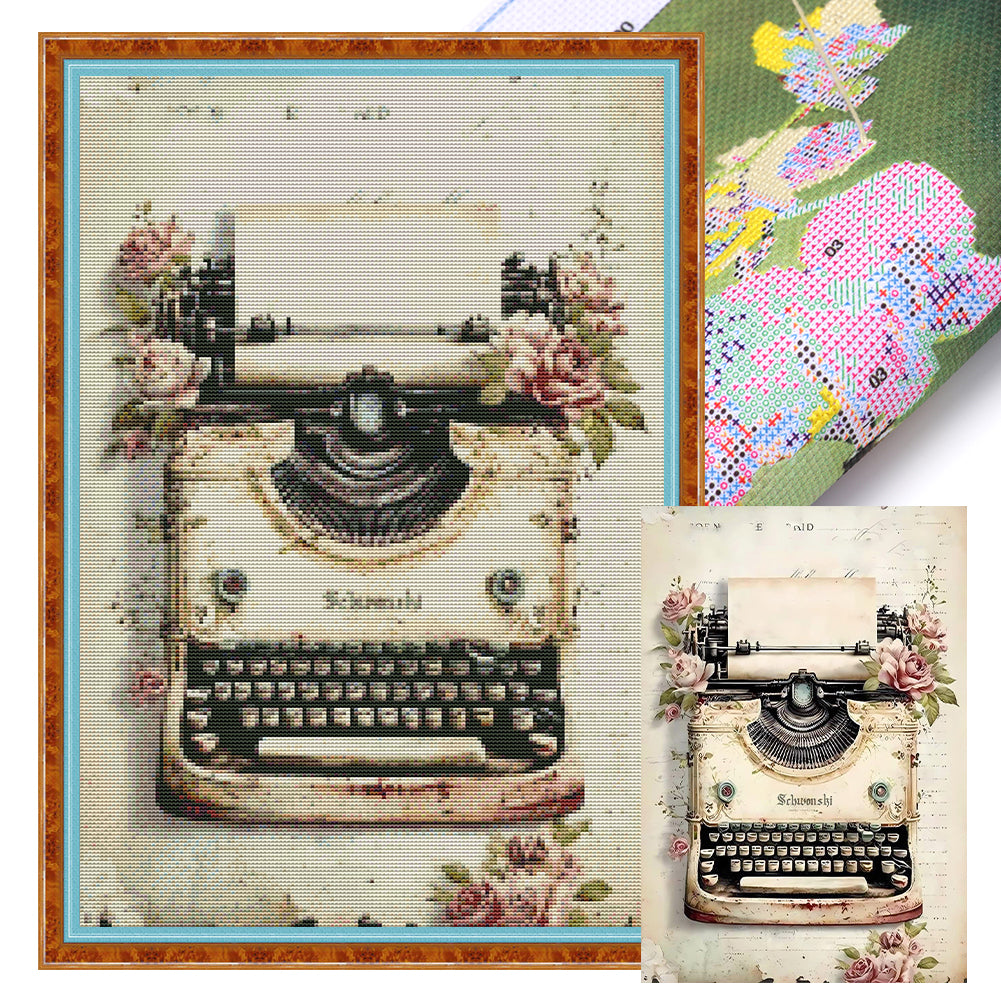 Retro Poster - Typewriter - 11CT Stamped Cross Stitch 40*60CM