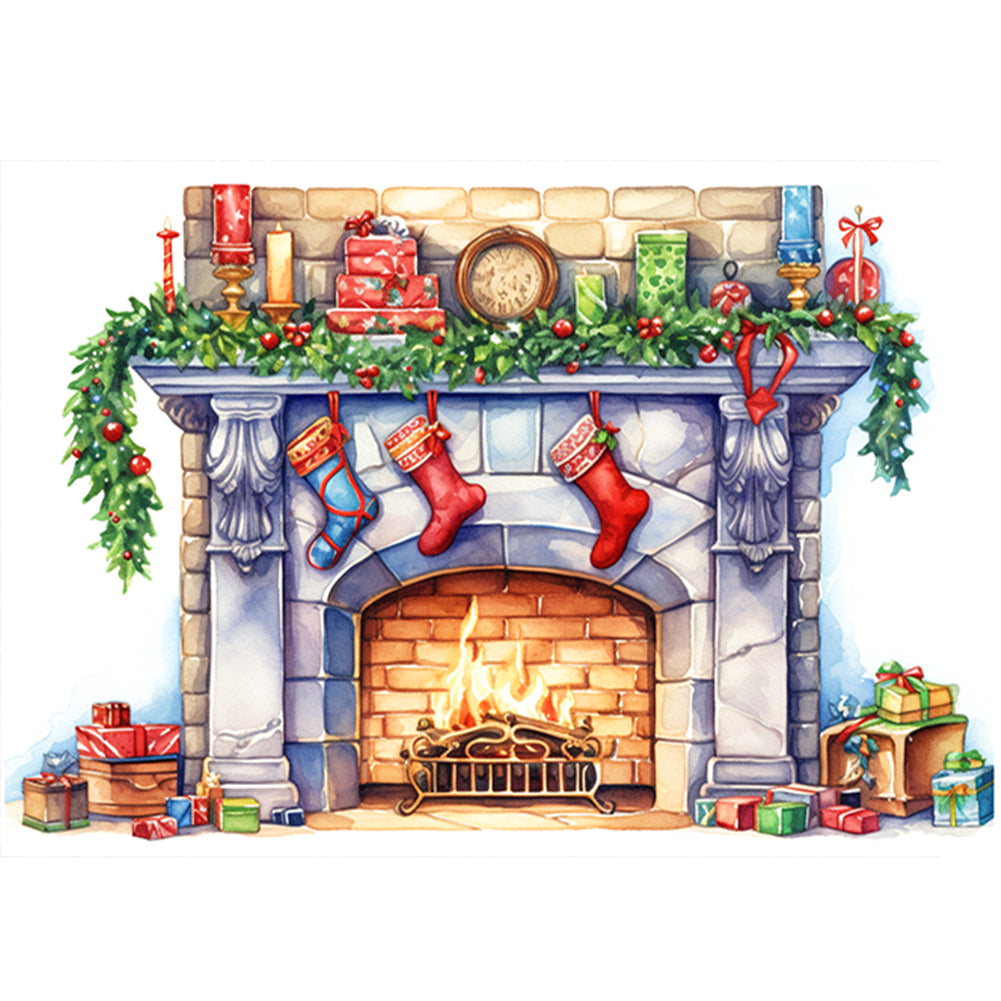 Christmas Fireplace - 11CT Stamped Cross Stitch 60*45CM