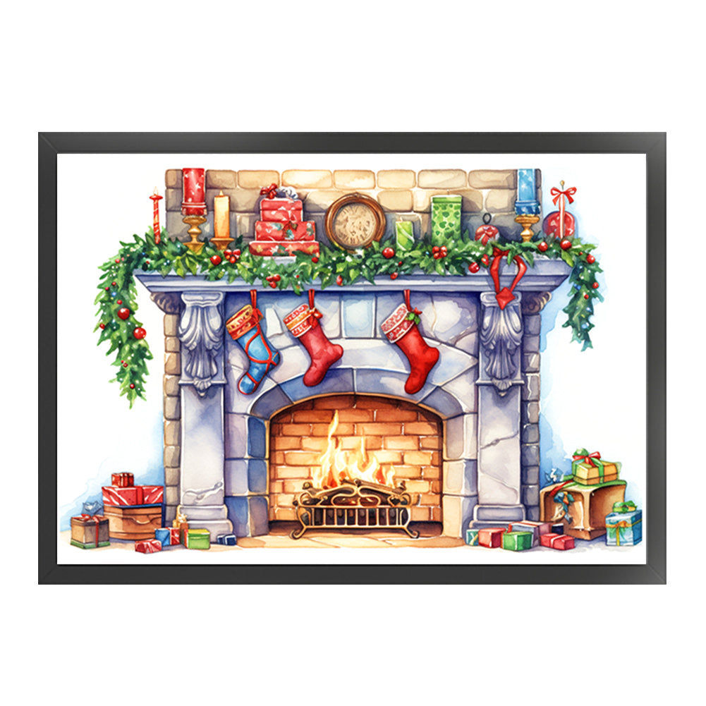 Christmas Fireplace - 11CT Stamped Cross Stitch 60*45CM