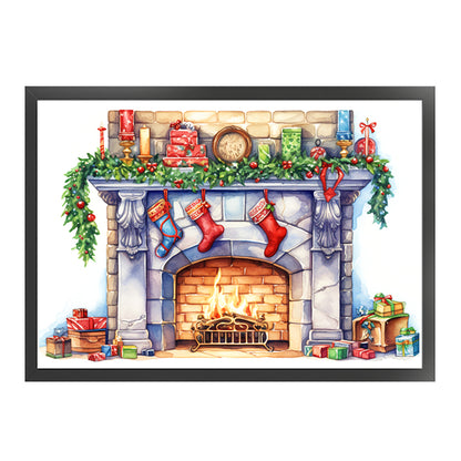 Christmas Fireplace - 11CT Stamped Cross Stitch 60*45CM