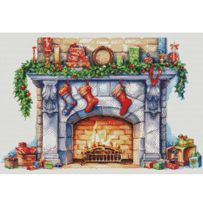 Christmas Fireplace - 11CT Stamped Cross Stitch 60*45CM