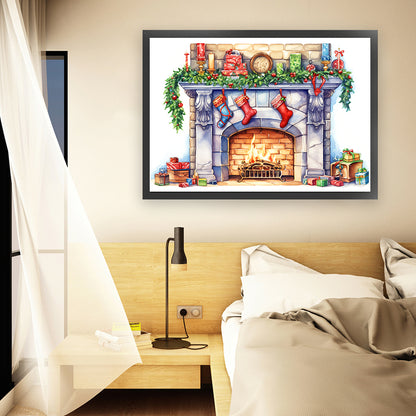 Christmas Fireplace - 11CT Stamped Cross Stitch 60*45CM