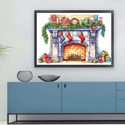 Christmas Fireplace - 11CT Stamped Cross Stitch 60*45CM