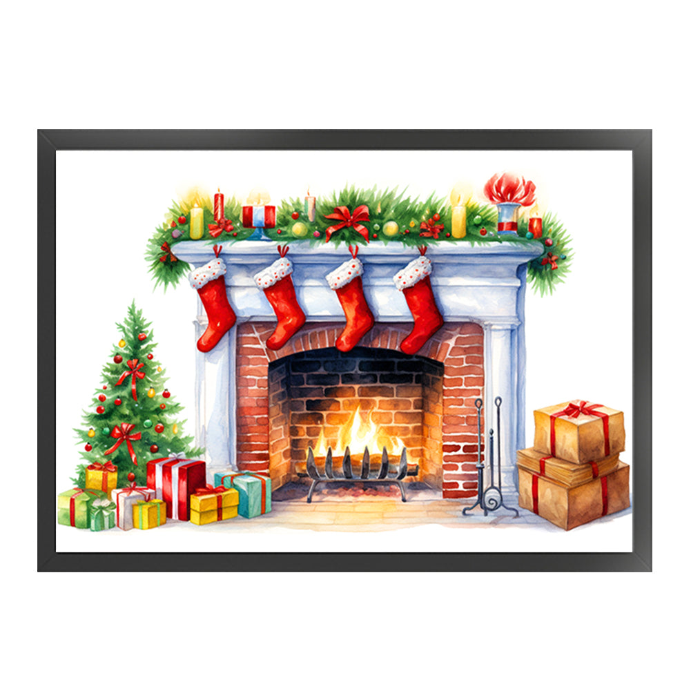 Christmas Fireplace - 11CT Stamped Cross Stitch 60*45CM