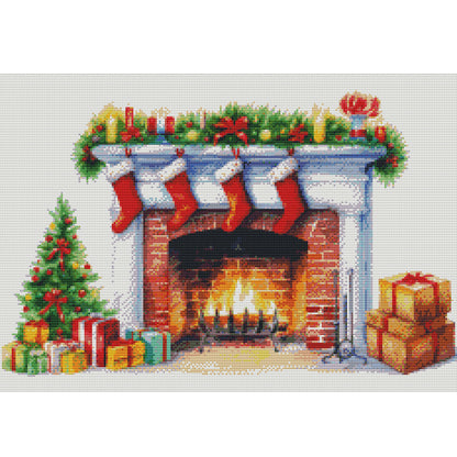 Christmas Fireplace - 11CT Stamped Cross Stitch 60*45CM