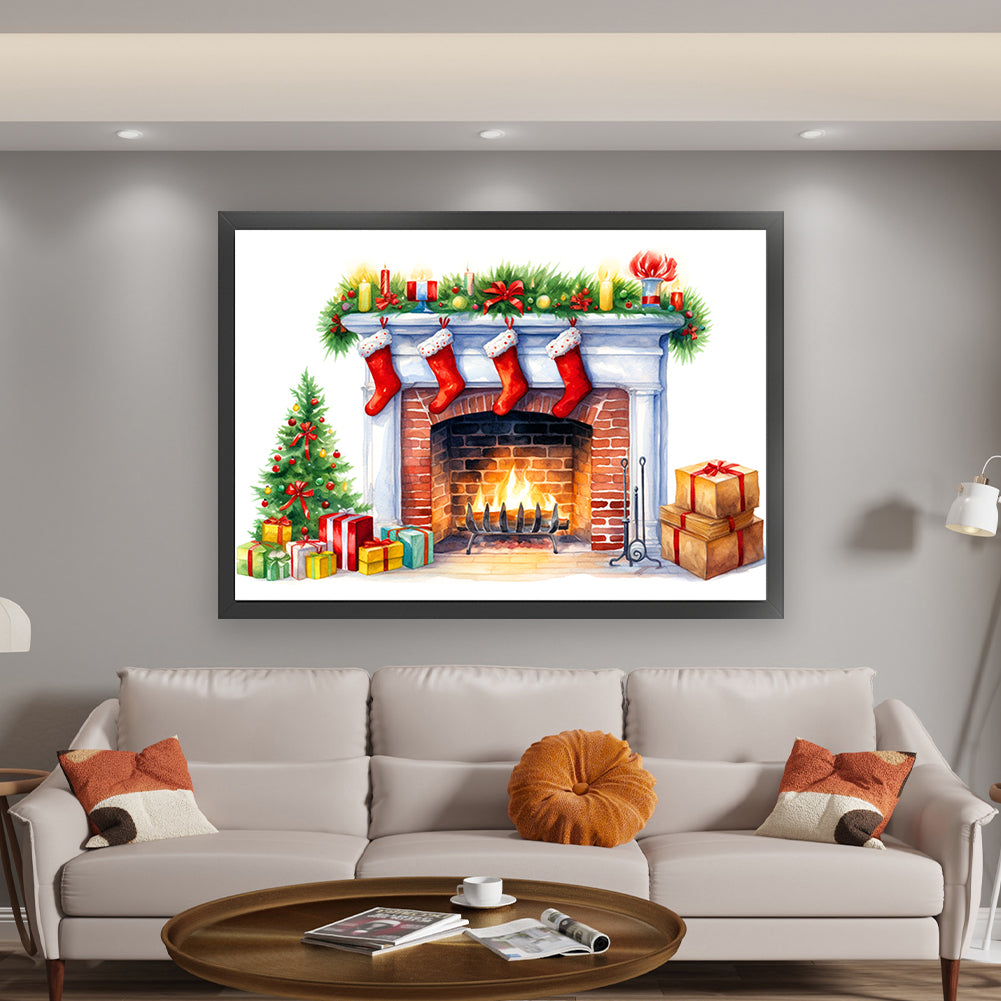 Christmas Fireplace - 11CT Stamped Cross Stitch 60*45CM