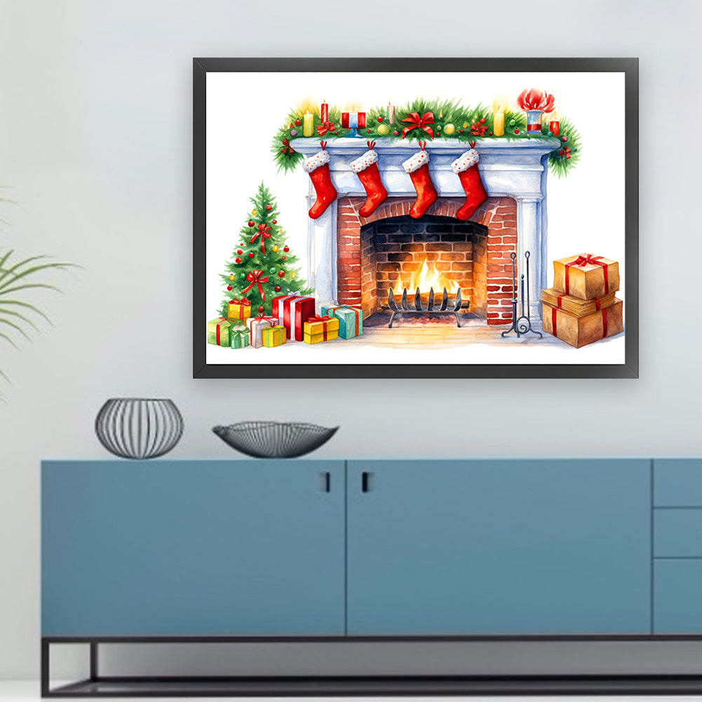 Christmas Fireplace - 11CT Stamped Cross Stitch 60*45CM