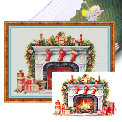 Christmas Fireplace - 11CT Stamped Cross Stitch 60*45CM