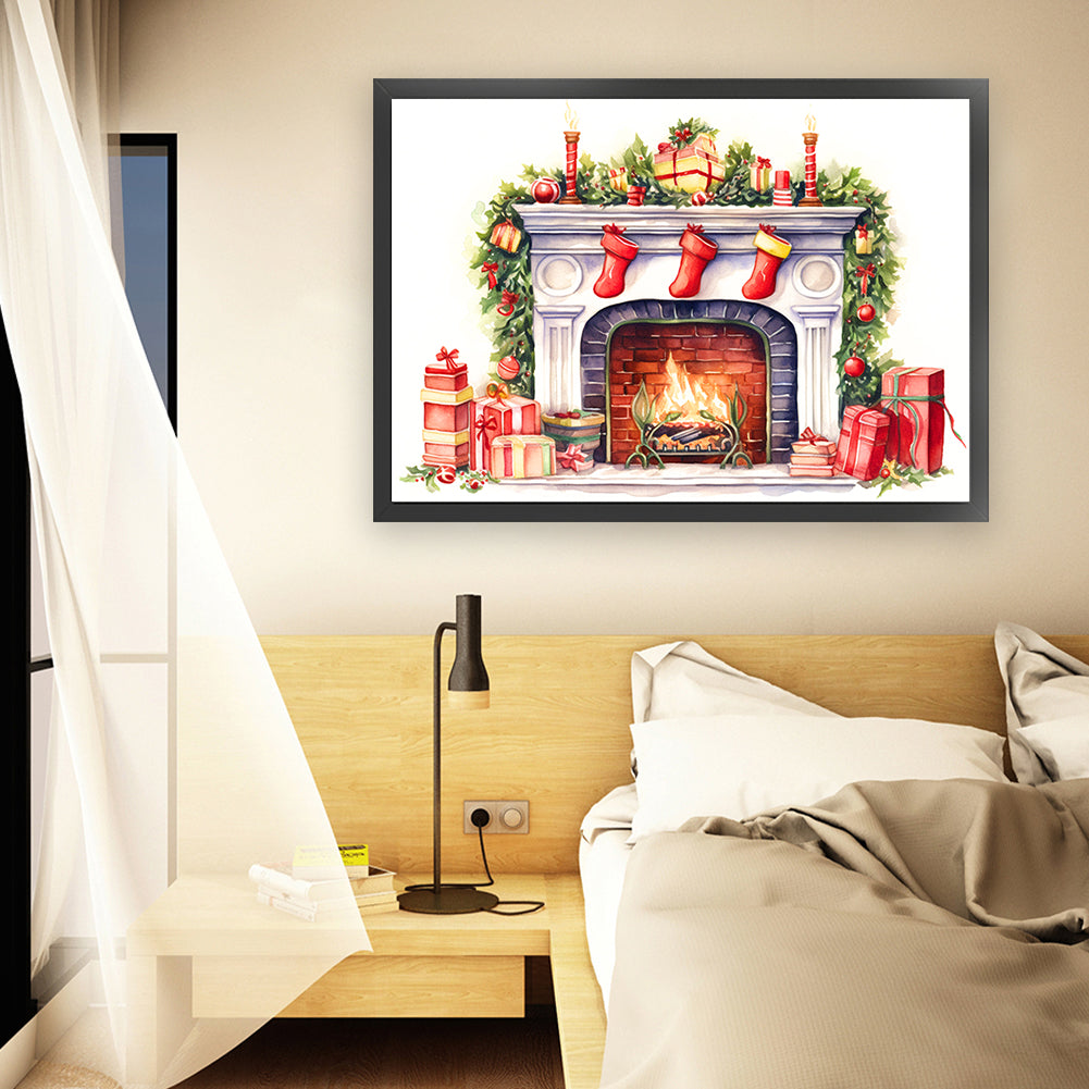 Christmas Fireplace - 11CT Stamped Cross Stitch 60*45CM