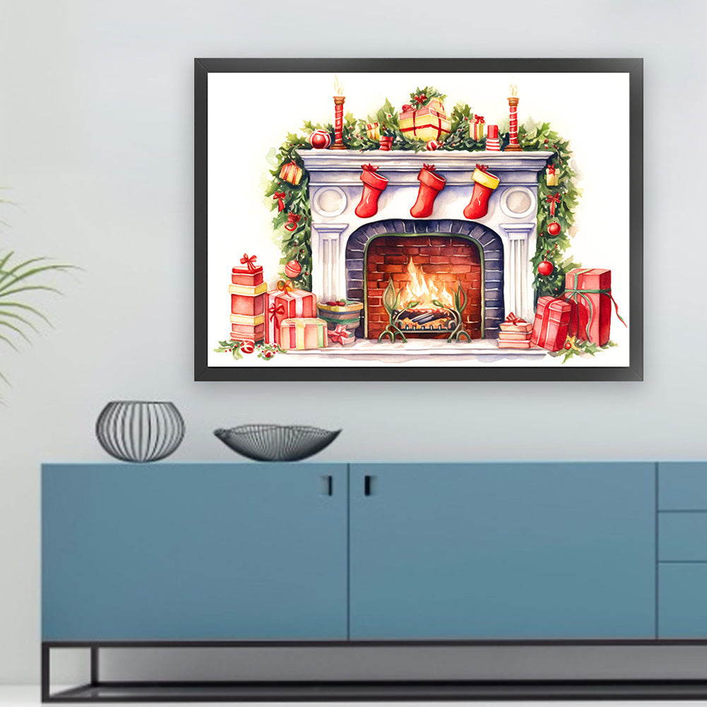 Christmas Fireplace - 11CT Stamped Cross Stitch 60*45CM