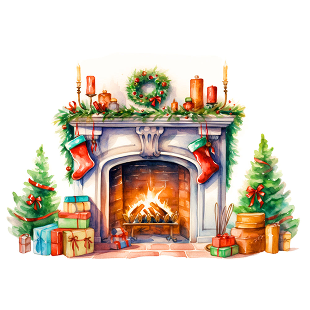 Christmas Fireplace - 11CT Stamped Cross Stitch 60*45CM