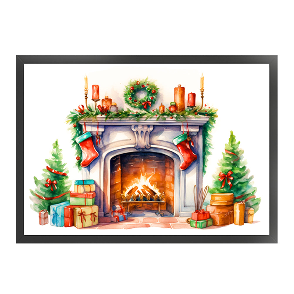 Christmas Fireplace - 11CT Stamped Cross Stitch 60*45CM