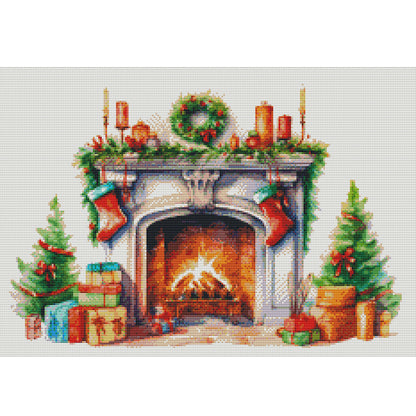 Christmas Fireplace - 11CT Stamped Cross Stitch 60*45CM