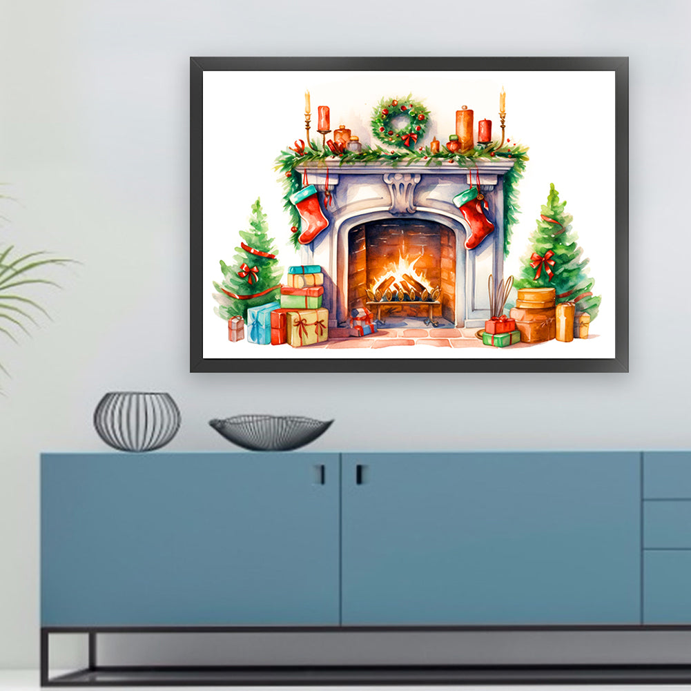 Christmas Fireplace - 11CT Stamped Cross Stitch 60*45CM