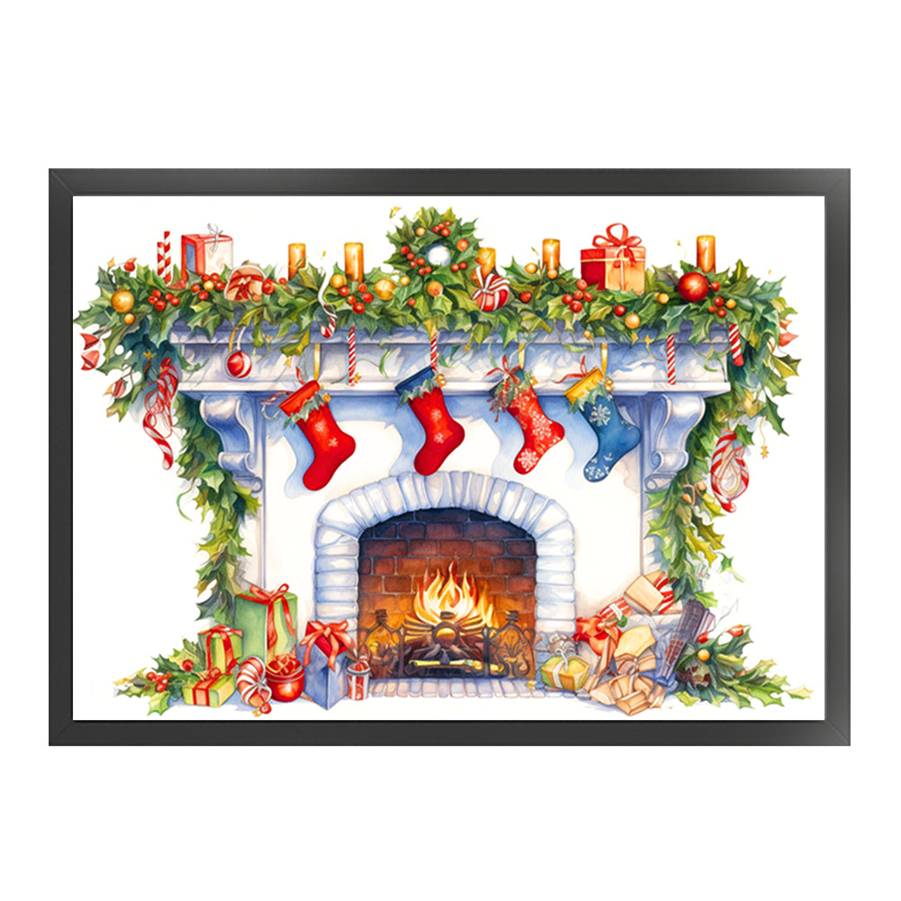 Christmas Fireplace - 11CT Stamped Cross Stitch 60*45CM