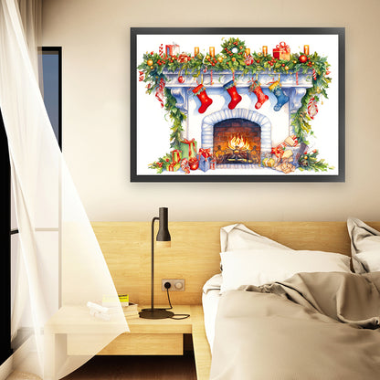 Christmas Fireplace - 11CT Stamped Cross Stitch 60*45CM