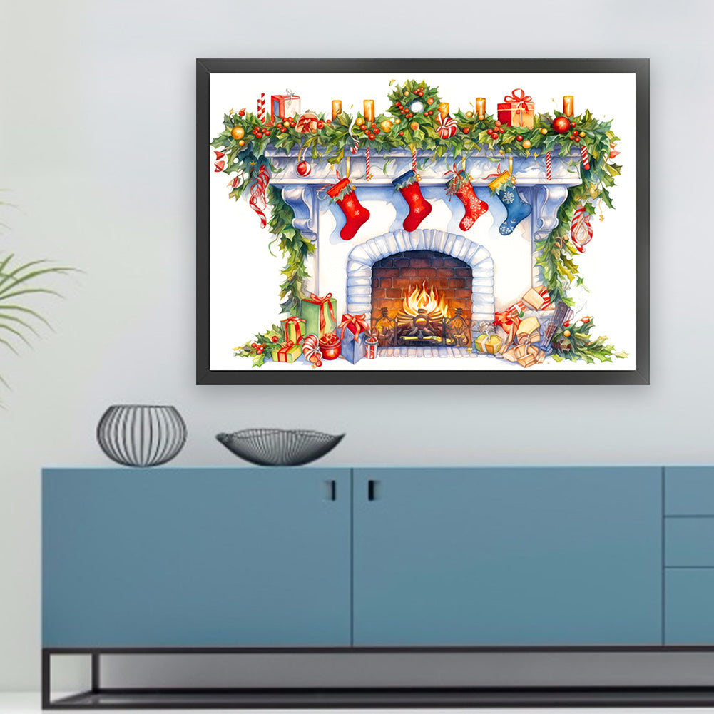 Christmas Fireplace - 11CT Stamped Cross Stitch 60*45CM