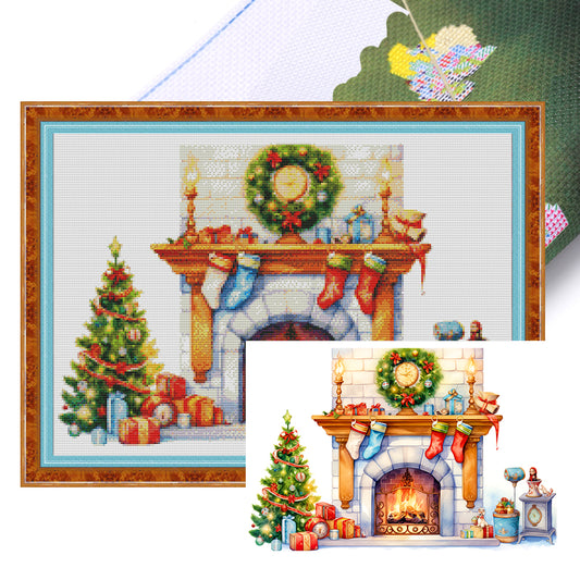 Christmas Fireplace - 11CT Stamped Cross Stitch 60*45CM