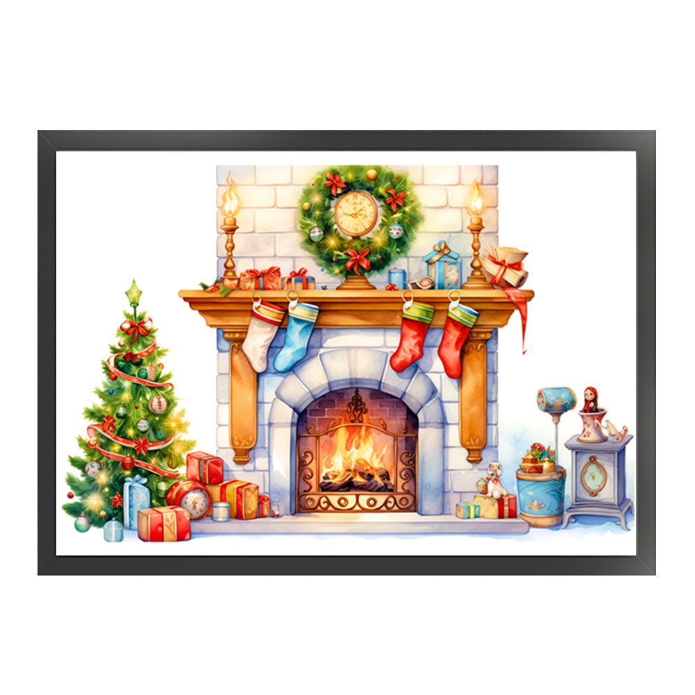 Christmas Fireplace - 11CT Stamped Cross Stitch 60*45CM