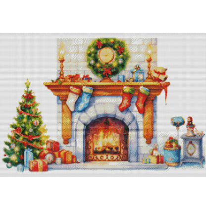 Christmas Fireplace - 11CT Stamped Cross Stitch 60*45CM