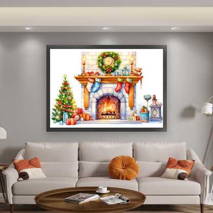 Christmas Fireplace - 11CT Stamped Cross Stitch 60*45CM