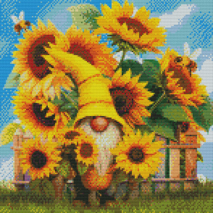 Sunflower Gnome - 11CT Stamped Cross Stitch 40*40CM