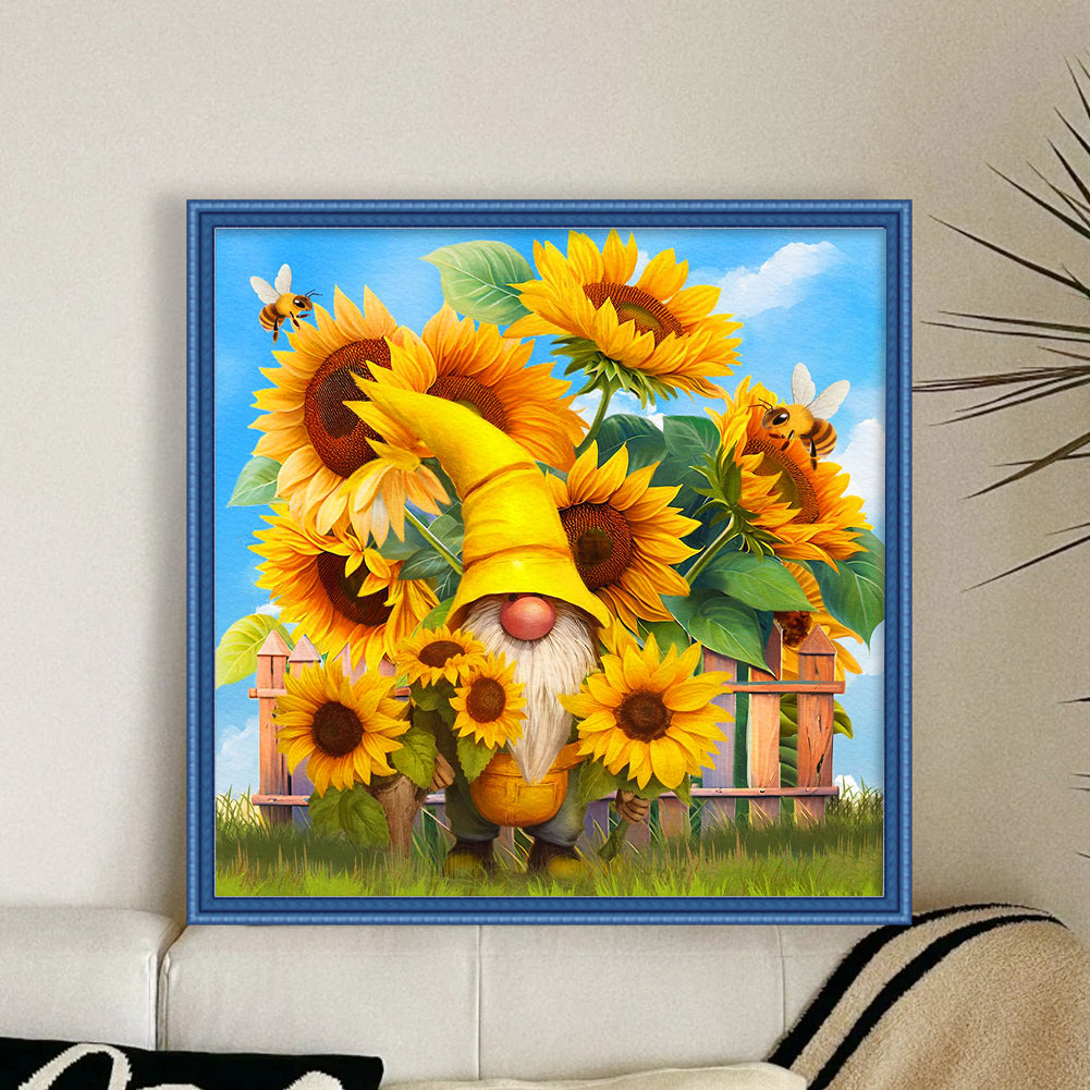 Sunflower Gnome - 11CT Stamped Cross Stitch 40*40CM